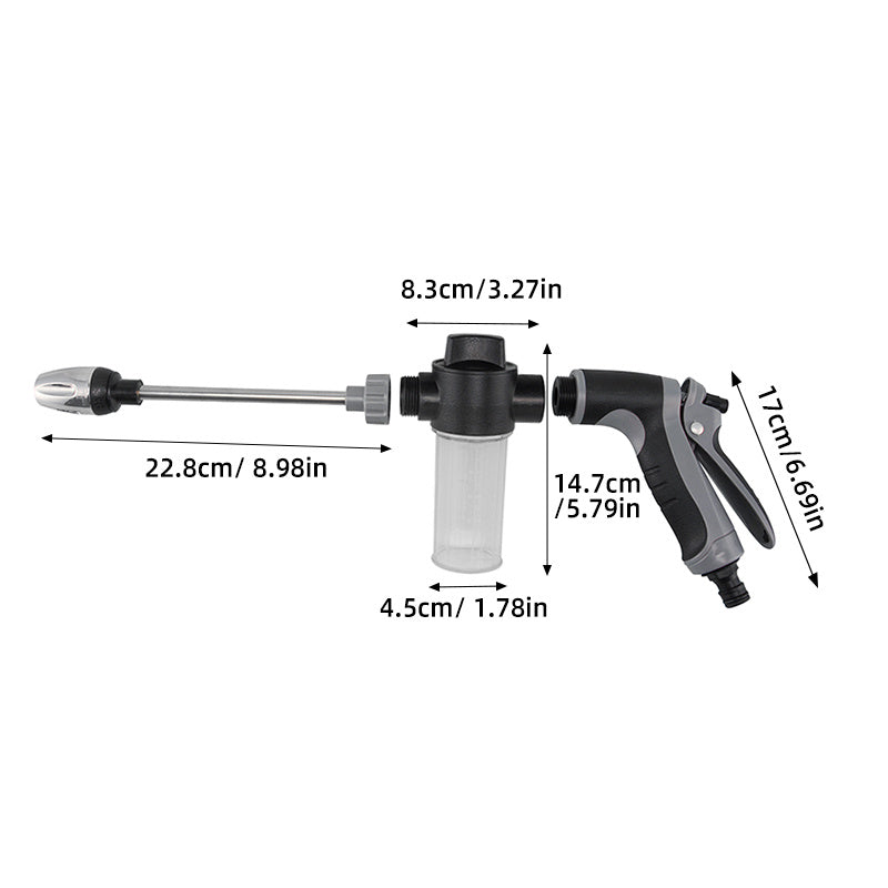 High-Pressure Car Wash Gun with Extended Spray Rod, Durable Hose Nozzle, Adjustable Spray And Leak-Proof Design, Suitable for Washing Trucks/Suvs/Rvs And Cleaning Driveways, Decks, And Gardens, Without Battery