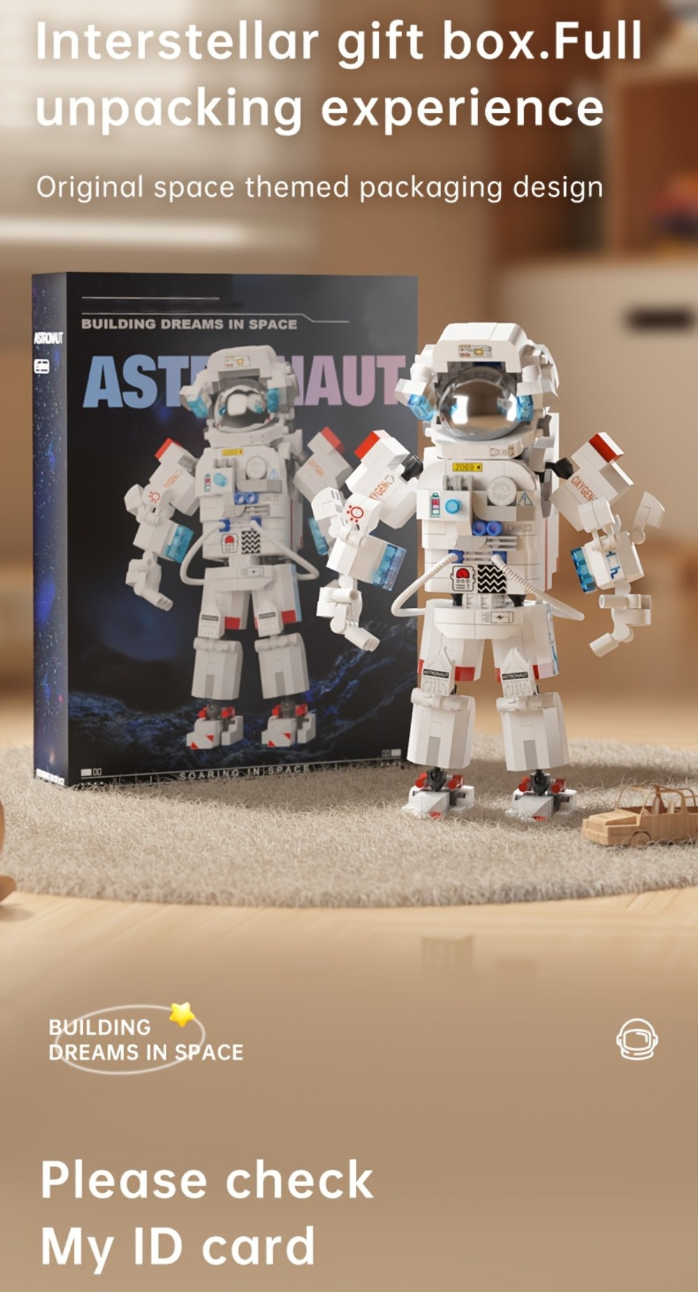 Astronaut Space Building Blocks 623 Piece Micro Particle DIY Kit – Space-Themed Mini Bricks ABS Assembly Desk Decor Stress Relief Gift for Boys Girls Teens Adults Birthday Easter Christmas
