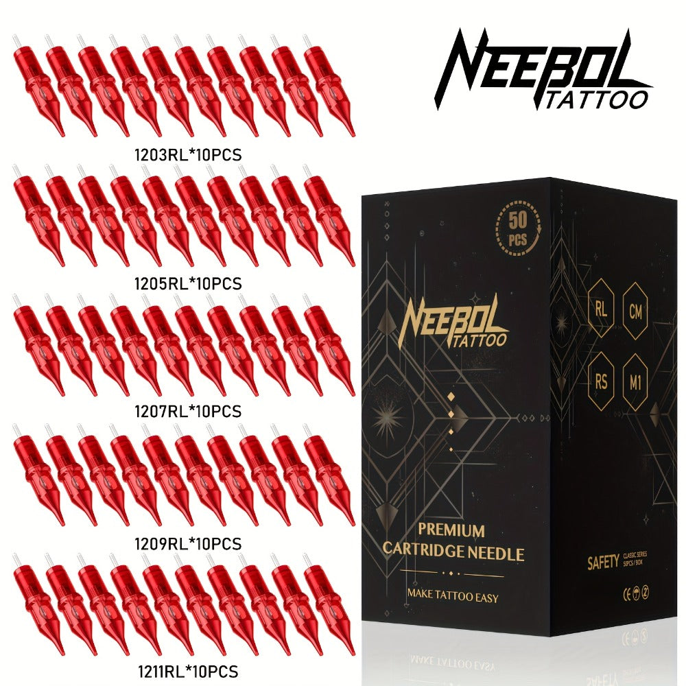 Tattoo Round Liner & Shader Cartridge Needles #10 #12 Assorted Sizes Disposable RL RM Set for Tattooing Beginners & Professional Artists 20/50pcs