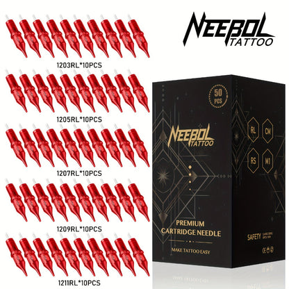 Tattoo Round Liner & Shader Cartridge Needles #10 #12 Assorted Sizes Disposable RL RM Set for Tattooing Beginners & Professional Artists 20/50pcs