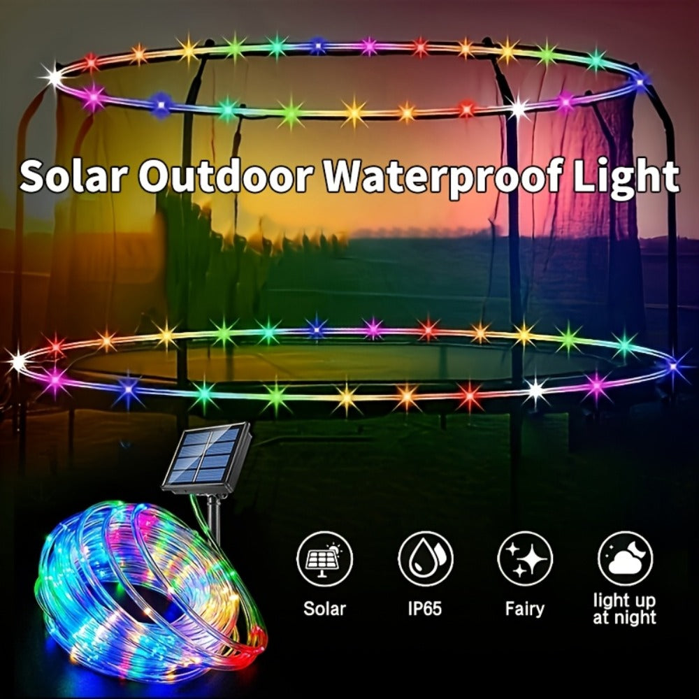 Solar Trampoline Lights for Kids – IP65 Waterproof LED Trampoline Accessories, 8 Dynamic Modes, Solar Powered Outdoor Light for 8-16ft Trampolines | Warm White, Multicoloured, White