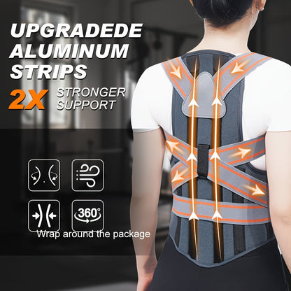 Posture Corrector for Women & Men – Breathable Adjustable Shoulder Back Brace Straightener, Full Back Support for Posture Improvement, Spine Alignment & Upper Back Pain Relief, Sizes S to XXL