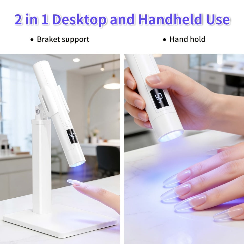 French Manicure Nail Stamper LED Lamp Kit — 4-Head Portable Rechargeable DIY Nail Art Tool with Nail Sticker Decor, One-Step Press-On French Tip Nail Light for Beginners Home & Travel, Gift for Women
