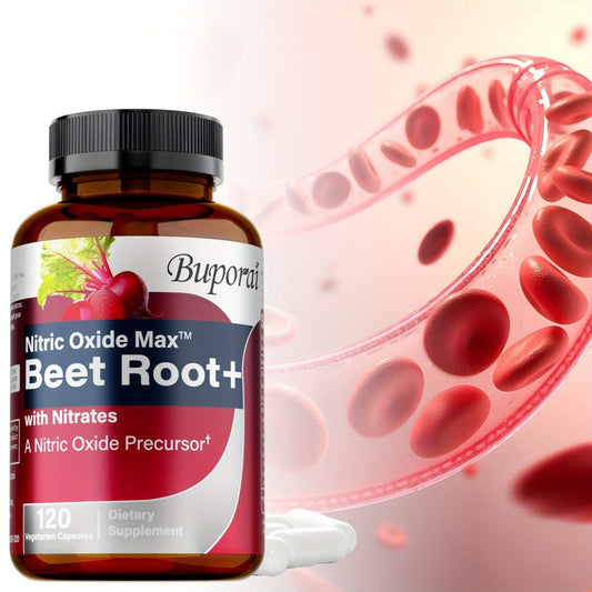 Nitric Oxide Beet Root Supplement with Beet Root Powder, Nitrates, Black Pepper & Antioxidants - Supports Blood Pressure, Heart Health & Nitric Oxide Production - 120 Capsules