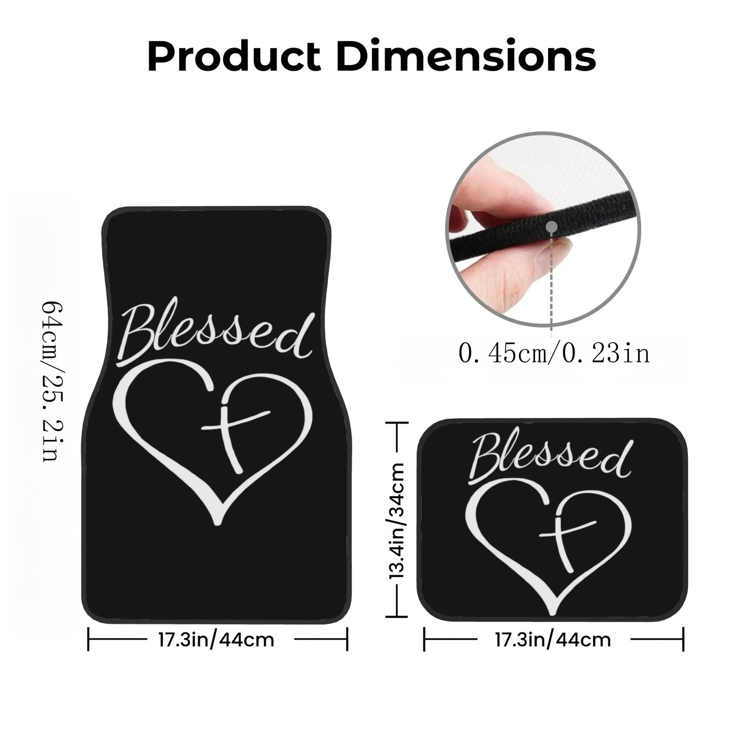 4pcs Set Of Heart-patterned Front And Rear Car Floor Mat with Blessing Letter, Anti-slip, Stain-resistant And Easy to Clean. Car Interior Accessories, Suitable for All Vehicle Model. Father's Day Gift, High Temperature Resistance, Summer Self Driving
