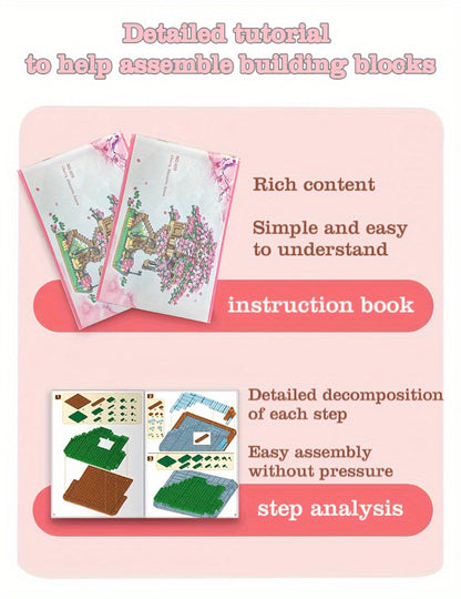 Sakura Cherry Blossom Tree House Building Blocks 1020-2028pcs – DIY Mini Brick Assembly Collectible Display Model, Relaxing Creative Gift for Adults Teens Girls Boys, Birthday Christmas Home Decor