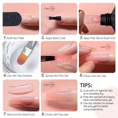 Poly Extension Gel Nail Kit 12 Colors Semi-Permanent Hard Fiber Gel – Easy DIY Nail Extension & Protection, Beginner-Friendly Starter Set for Home & Salon Nail Art