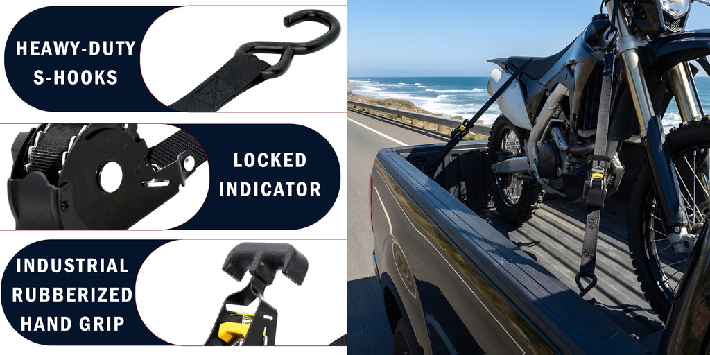 Set of 2pcs Retractable Ratchet Tie-Down Straps, Featuring Automatic Self-Locking Mechanism, High-Density Oxford Fabric Webbing, And Automatic Webbing Retraction. Suitable for Securing Cargo on Trucks, Trailers, Motorcycles, Appliances