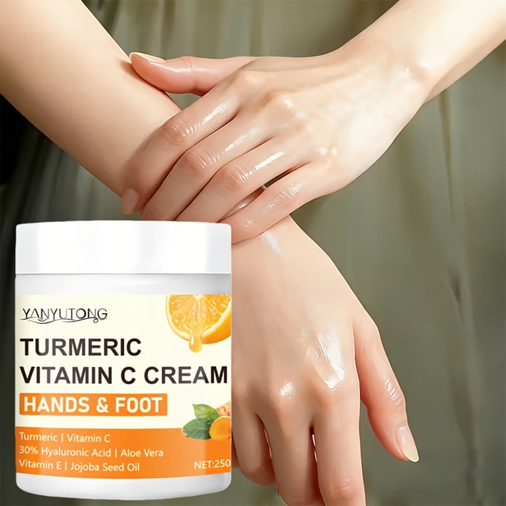 Turmeric Vitamin C Hyaluronic Acid Foot Cream for Dry Cracked Heels Deep Hydration Repair Moisturizer Elbows Rough Skin Gentle Exfoliating Heel Balm 250g