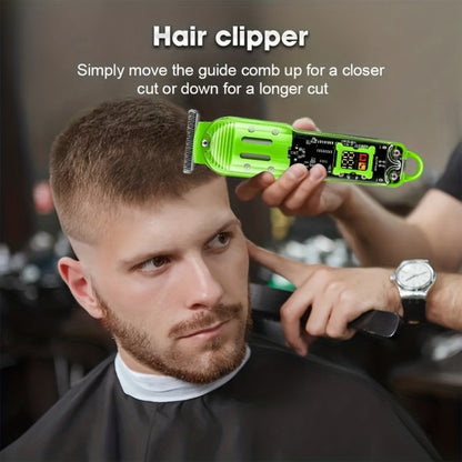 LED Hair Clipper for Men - USB-C Rechargeable Cordless Beard Trimmer with LED Display & 4 Guide Combs, Barber-Grade Home Haircut Kit, Blue Green Red Black, Gift for Men