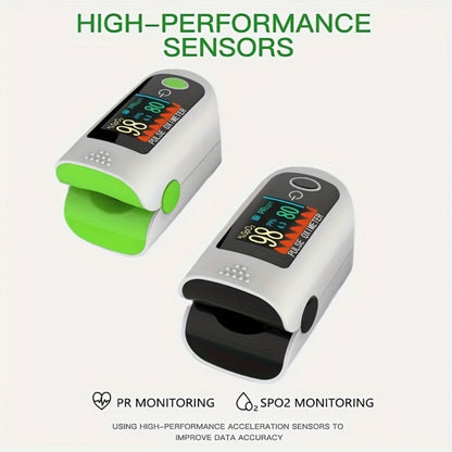 Fingertip Pulse Oximeter Blood Oxygen Monitor – SpO2, Heart Rate & Perfusion Index Display, Digital Finger Clip O2 Meter for Home Use & Sports, Batteries Included