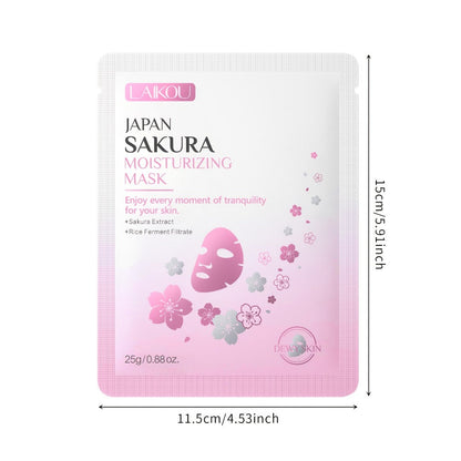 LAIKOU Japan Sakura Hydrating Sheet Mask 20pcs – Deep Moisturizing Face Mask for Dry, Normal & Combination Skin, Travel Skincare Set, Gift for Women