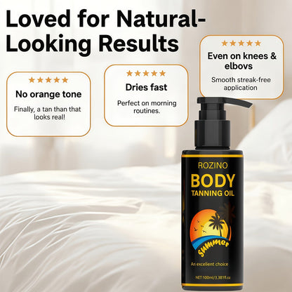 Body Tanning Oil Tan Boosting & Ultra Moisturizing 3.381oz - Alcohol-Free Natural Bronze Sunless Tanning for All Skin Types | Summer Beach & Indoor Use | Unisex