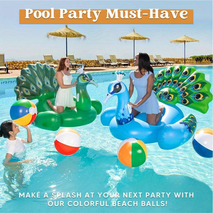 Rainbow Beach Balls 4-Pack 20 Inch – Large Inflatable Beach Ball Set for Pool Party Decorations, Kids & Adults Birthday Luau Hawaiian Summer Beach Water Games Party Favor