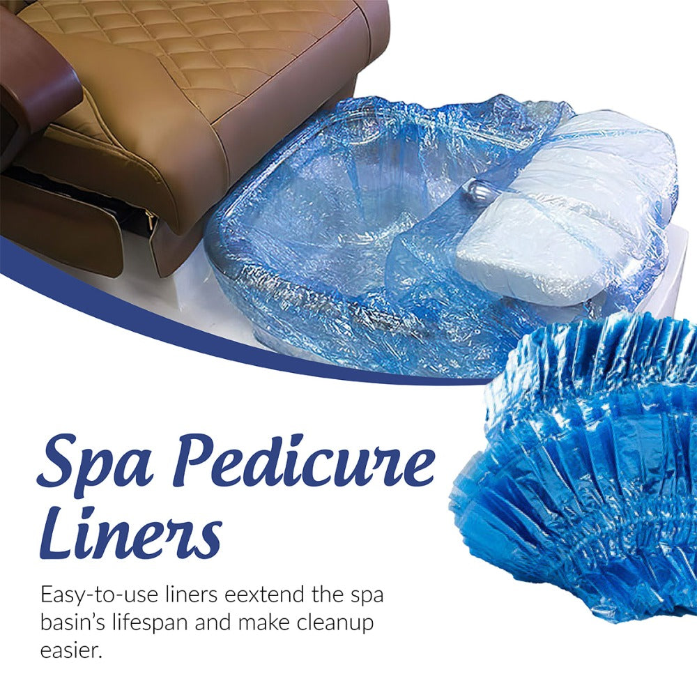 Disposable Pedicure Liners 400 Count XL 48"x48" Blue - Plastic Foot Spa Bowl Liners 9.5 Mic for Pedicure Chair Tub Nail Salon Spa, Hygienic Single-Use Foot Bath Bags, Bulk Pack