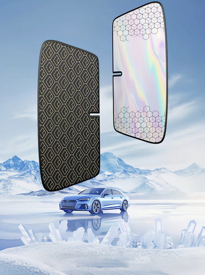Laser Insulation Windshield Sunshade 5-Layer Thickened Front Window Heat Blocker Diamond Pattern Gold Black Fits All Vehicles Ford F150 Toyota Tundra Sienna UV Sun Protection Car Heat Shield