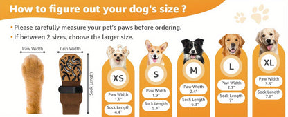 Non-Slip Dog Socks Double-Sided Grip Paw Protector with Adjustable Straps – Anti-Lick Dog Booties for Hardwood Floors, Senior Dogs & Injury Recovery, Sizes XS to L, Set of 4