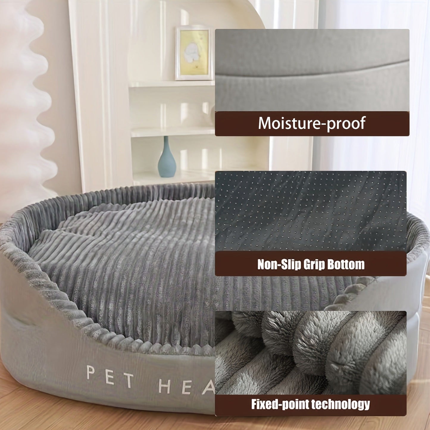 Furry Round Pet Bed for Dogs & Cats - Soft Warm Washable Dog Bed with Anti-Slip Base, Foldable Breathable Plush Cat Bed Mattress for Small Medium Large Pets, Indoor Dog Cage Pad, Sizes M-XXL