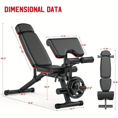 Adjustable Weight Bench 6-in-1 Foldable – Flat Incline Decline, Resistance Bands, Preacher Curl & Leg Developer, 770lb Capacity – Home Gym Strength Training Bench