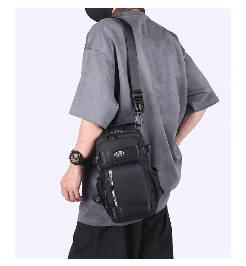 Crossbody Chest Bag Unisex Multipurpose Shoulder Sling Bag with Adjustable Strap Zipper Closure Versatile Carry Styles for Daily Use Travel Outdoor Black Grey