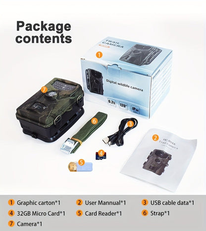 Trail Camera 48MP 4K Night Vision 0.2s Trigger 120 Degree Solar