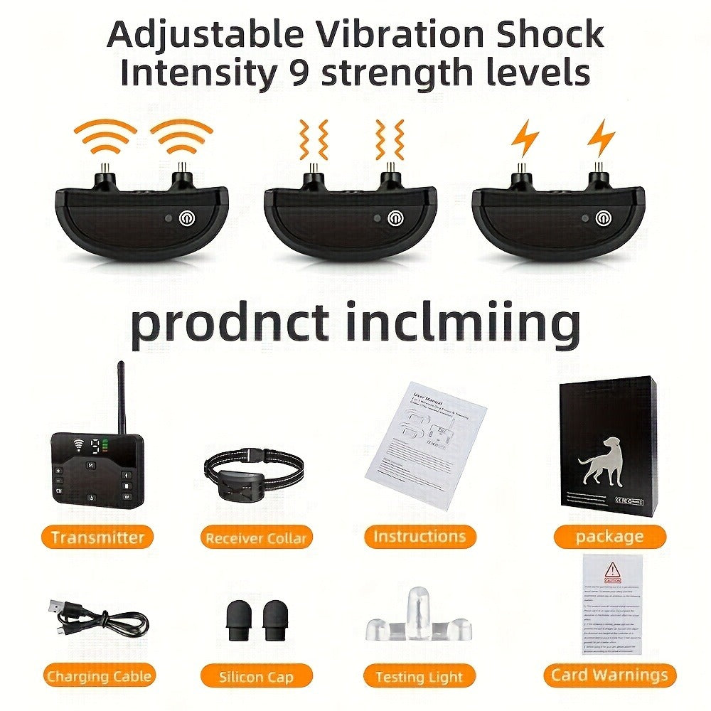 Wireless Dog Fence System with Remote Training Collar - 2.4GHz 800ft Range, 9-Level Adjustable, Containment System for Small Medium Large Dogs, 1/2/3 Dogs