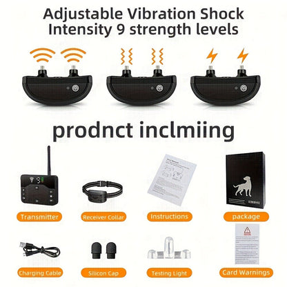 Wireless Dog Fence System with Remote Training Collar - 2.4GHz 800ft Range, 9-Level Adjustable, Containment System for Small Medium Large Dogs, 1/2/3 Dogs
