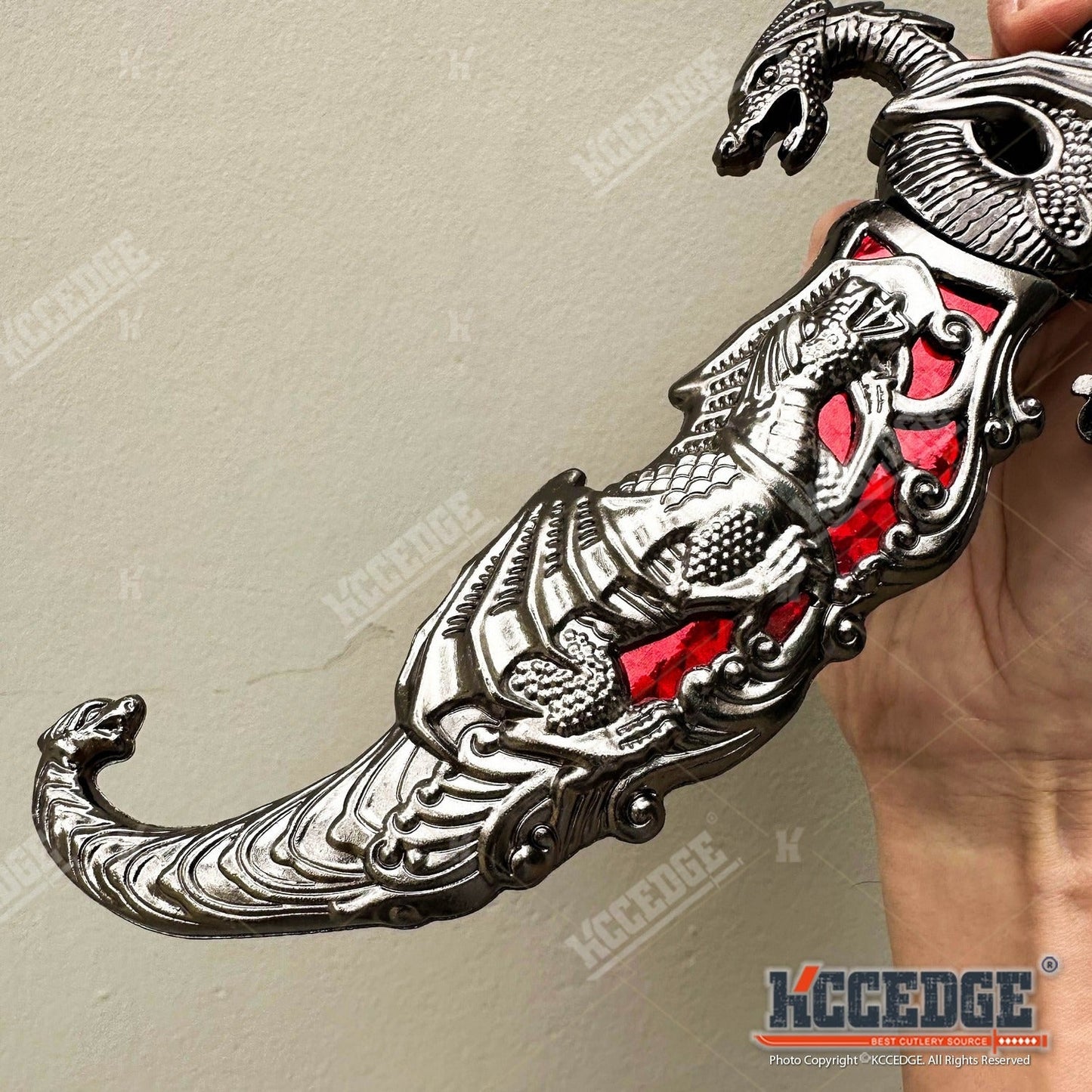Medieval Fantasy Fixed Blade Knife with Scabbard – 9" Dragon Cosplay Collectible Dagger, 440 Stainless Steel, Historical Replica for Display & Medieval Fair Props