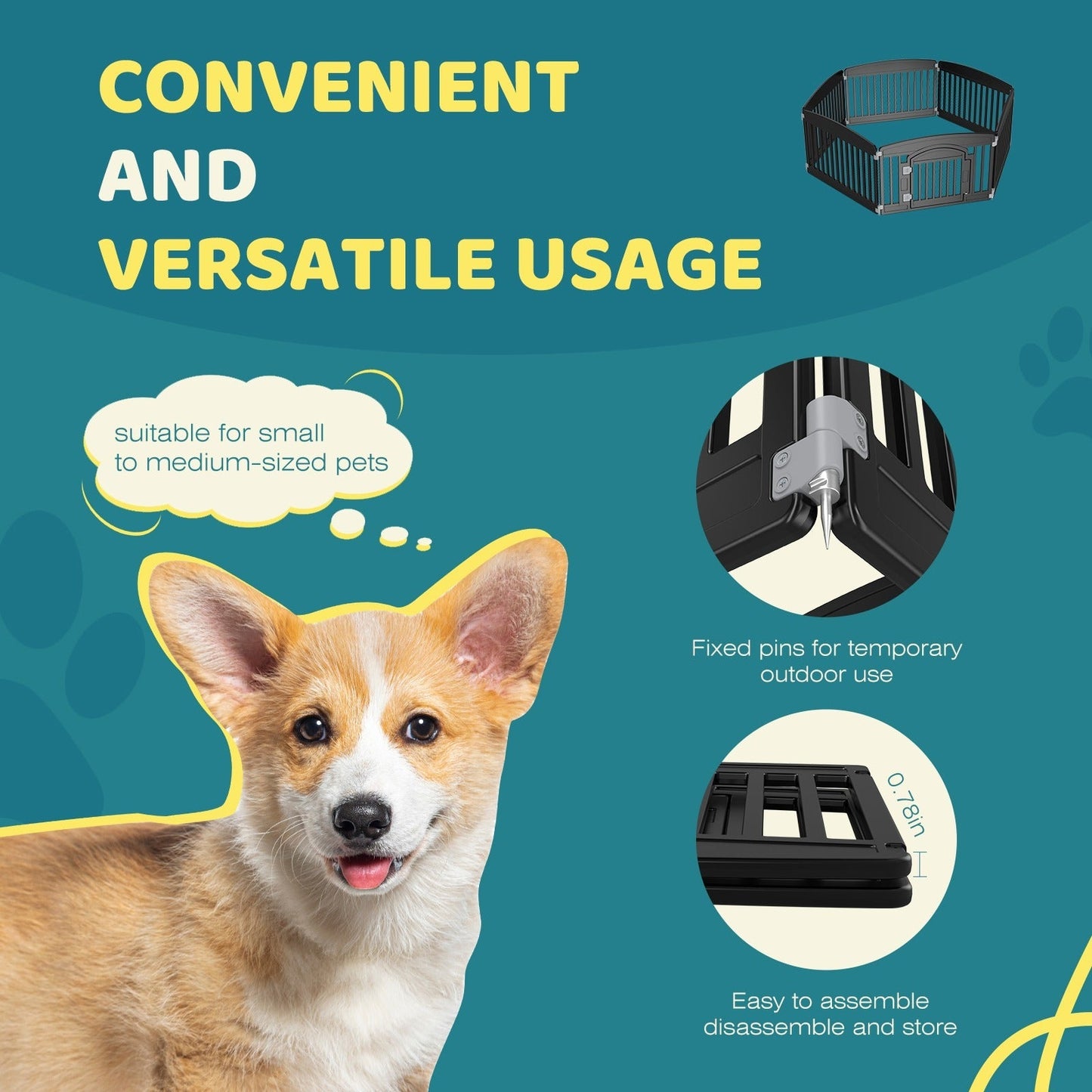 Foldable Dog Playpen & Indoor Outdoor Pet Fence – Portable, Easy to Clean, 4-Panel & 6-Panel, White & Black