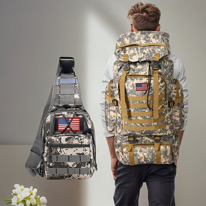 Tactical Backpack 2-Pack 21 Gallon 3-Day Assault Pack with Chest Pack Polyester Stripe for Hiking Camping Hunting Travel Work Sports Men