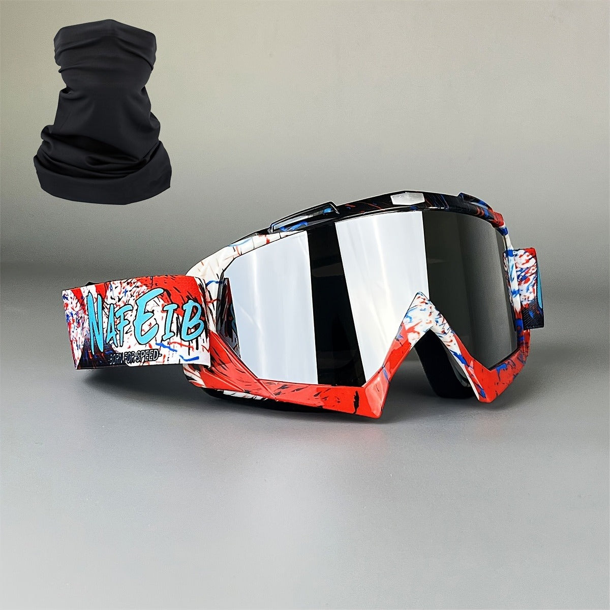 Ski Goggles Set with Black Headband – TPU Frame PC Lens Mirror Coating, Thick Foam Pad, Adjustable Strap, 28+ Color Styles, Adult Snow Goggles for Skiing & Snowboarding, Great Gift