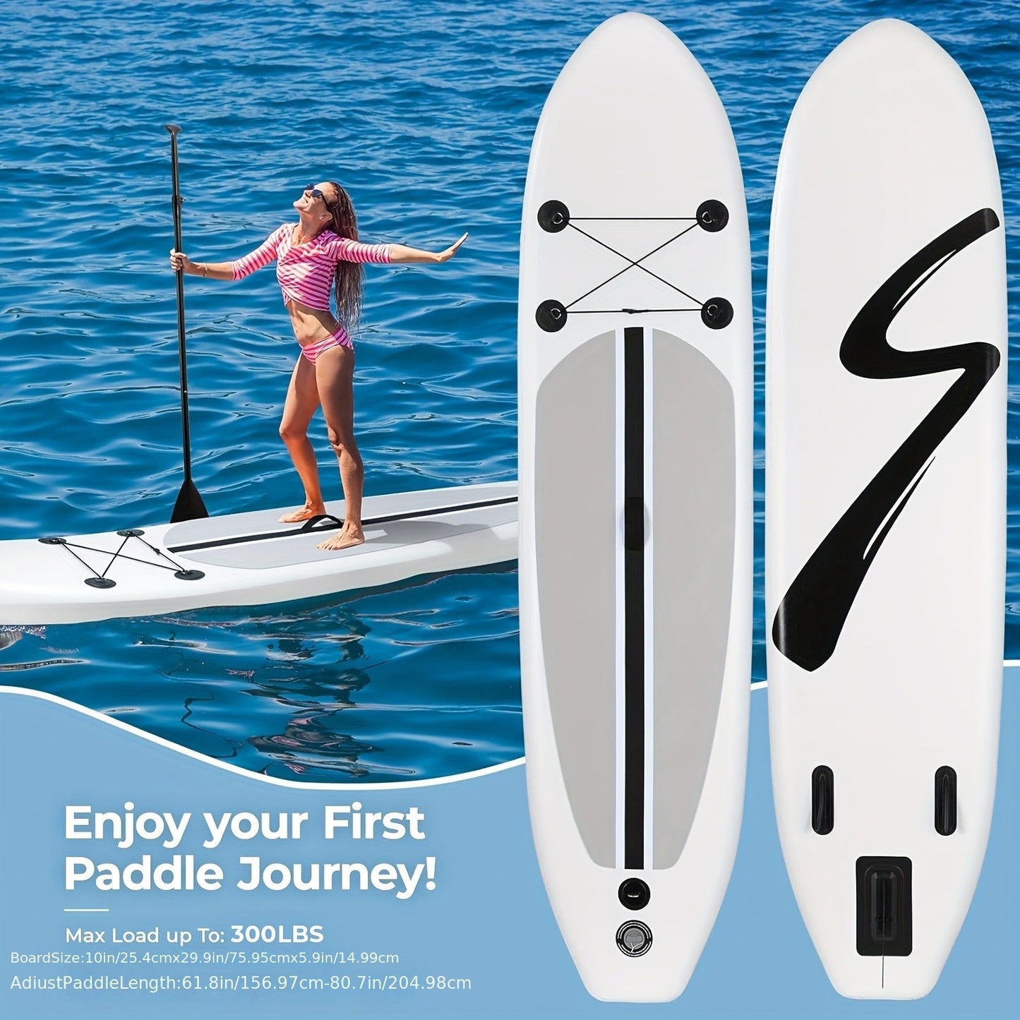 Stand Up Paddle Board 10ft/11ft/12ft – 3-Fin SUP with Floating Paddle, Ankle Leash, Pump & Carry Bag | Yoga Touring Fishing All Levels