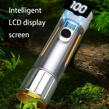 Rechargeable LED Flashlight 6-Pack - Transparent COB Side Light, 6 Modes Multifunction Handheld Torch, ABS Body for Camping, Hiking, Work & Emergency Power Outage