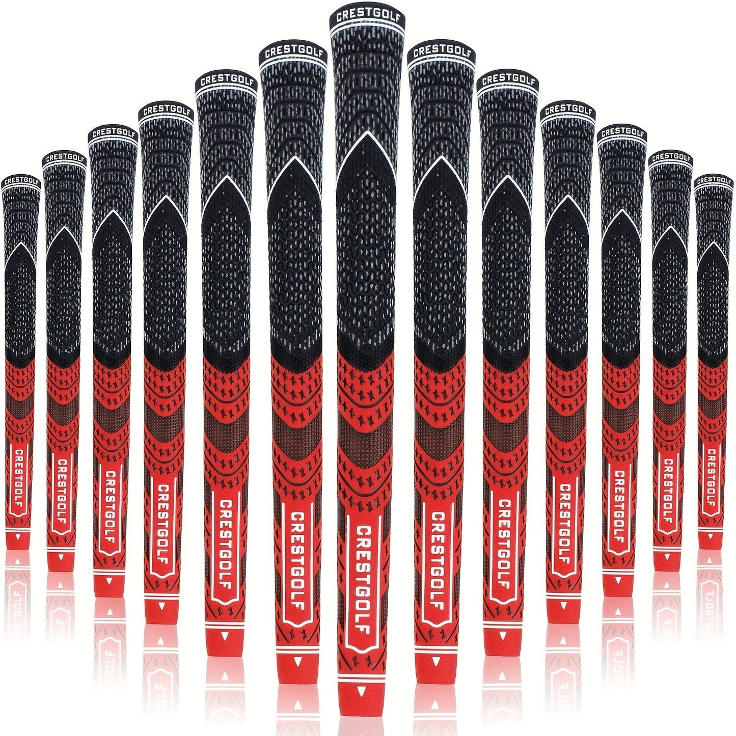 Midsize Golf Grips Set 13 Pack – All Weather Hybrid Rubber Golf Club Grips with Ecological Yarn Thread Technology, Multiple Colors, Fits Full Set of Clubs (Black, White, Red, Orange, Yellow, Blue, Gray)