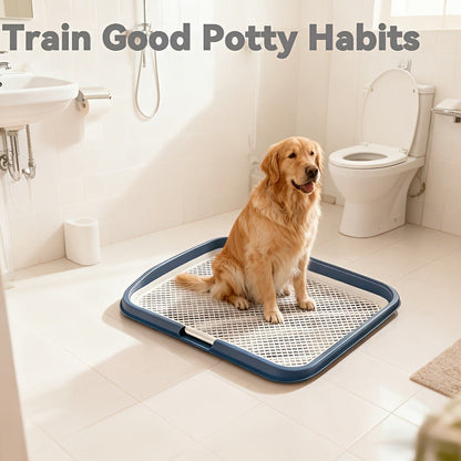 Indoor Dog Potty Tray with Removable Grating - Leak-Proof Puppy Training Toilet, Washable Pee Pad Holder for Apartments, Easy Clean Dog Bathroom, 7 Colors, Small & Large Sizes
