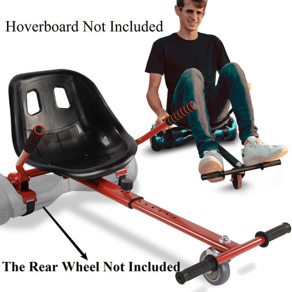 Hoverboard Go Kart Seat Attachment Kit for Kids 6.5"-10" Self Balancing Scooter Conversion Accessories with Off-Road Tires, Shock Absorber & Dual Footrests – Sturdy Metal Frame, Easy Install, Fun Ride
