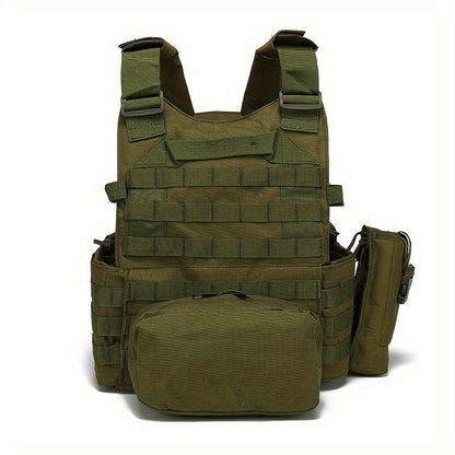 Tactical MOLLE Vest 6094 Adjustable Combat Chest Rig with Multi-Pocket System for Outdoor Hunting Training Airsoft CS Wargame Hiking Camping