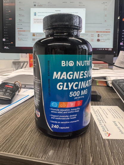 Magnesium Glycinate 500mg Chelated Capsules – Deep Sleep, Stress Relief & Muscle Relaxation Supplement for Women & Men, High Absorption, 240 Capsules 120-Day Supply