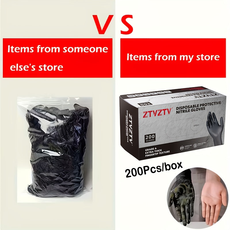 200pcs, Black Nitrile Disposable Gloves, High-Density, Flexible Fit, Chemical Resistant, Industrial-grade Latex-free, Specially Designed For Maintenance Teams, Suitable For Household Cleaning, Tattooing, Painting, Car Washing, Dishwashing