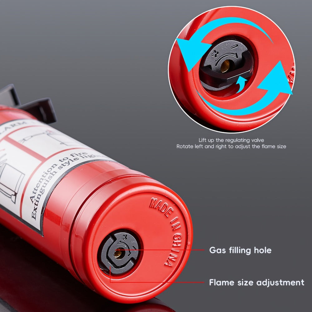 Fire Extinguisher Lighter Refillable Butane Windproof Novelty Lighter Multifunctional Hose Flamethrower Style Inflatable Lighter for Camping Outdoor Candles Birthday Holiday Gifts