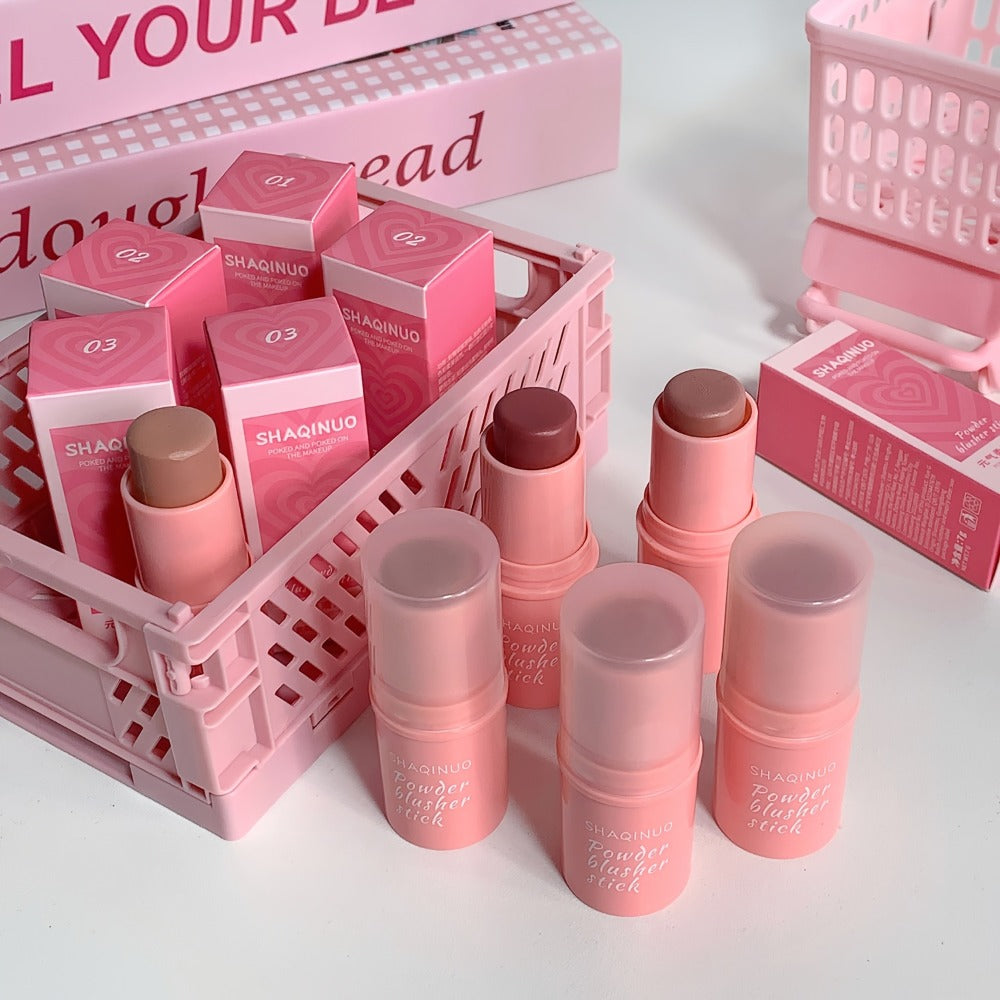 Matte Cream Blush Stick Set 3pcs Multifunctional — Waterproof Non-Greasy Brightening Formula, Blendable Color for Cheeks Lips & Eyes, Long-Lasting Travel-Friendly Daily Face Makeup for Women