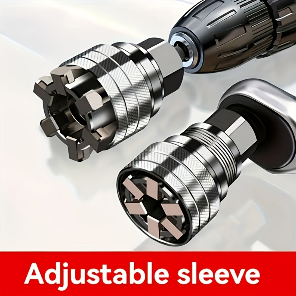Universal Socket Wrench Adapter 10-19mm - Adjustable Hex Nut & Bolt Socket, Fits 3/8" Drive Ratchet, Torque Wrench & Electric Drill, All-in-One Socket Tool for Home & Professional Use