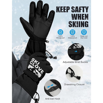 Thermal Winter Gloves 5-Layer Windproof Waterproof – Touchscreen Compatible Warm Ski Gloves for Men & Women, Fast-Dry Insulated Gloves for Driving, Running, Hiking, Cycling & Snowboarding