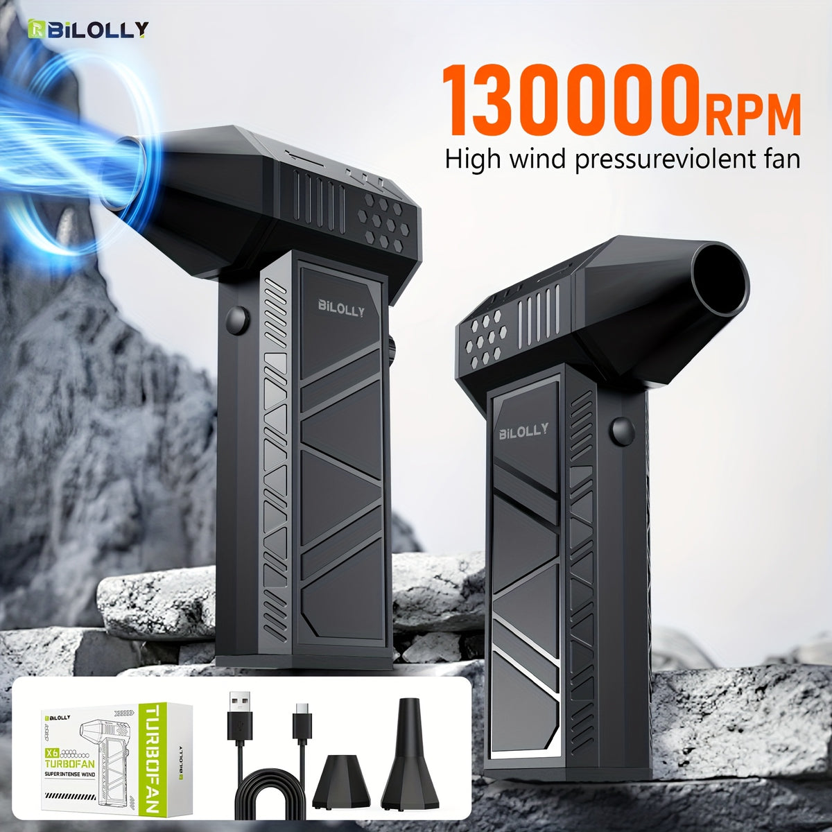 Compressed Air Dust Collector. High-power Violent Fan, Wireless Rechargeable Air Blower With 130, 000 Rpm, High-speed Turbine Fan, 3 Speed Settings - 100, 000/110, 000/130, 000 Rpm. Handheld Hair Dryer, Suitable For Computer Keyboards, Cars, Homes.
