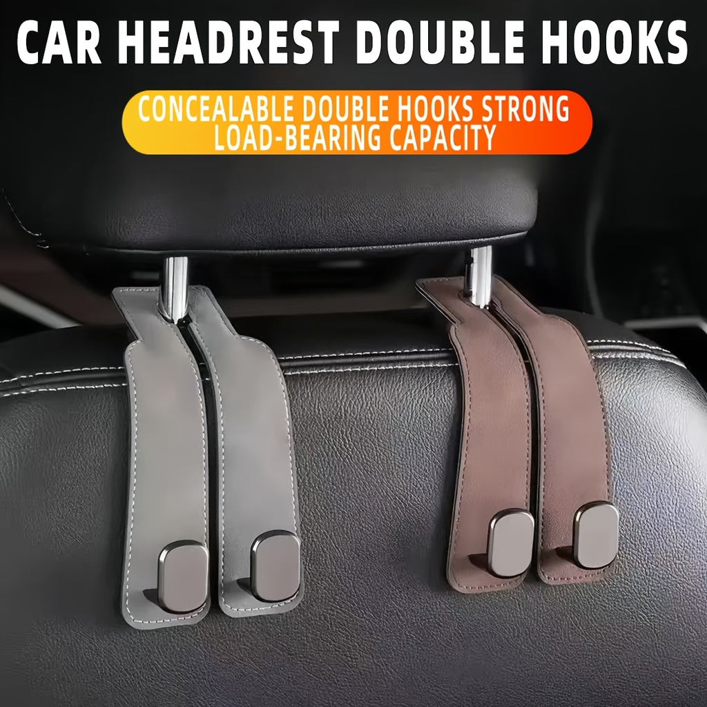 2-Hook Car Seat Back Hook Cover, Hidden Design, Double Hooks, Multi-Functional, Universal, Suitable for All Car Models
