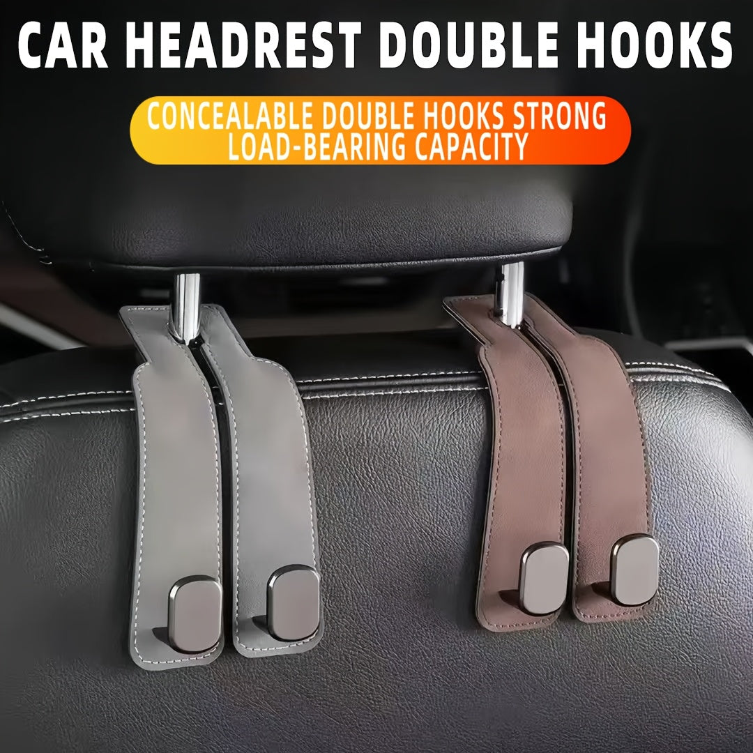2-Hook Car Seat Back Hook Cover, Hidden Design, Double Hooks, Multi-Functional, Universal, Suitable for All Car Models