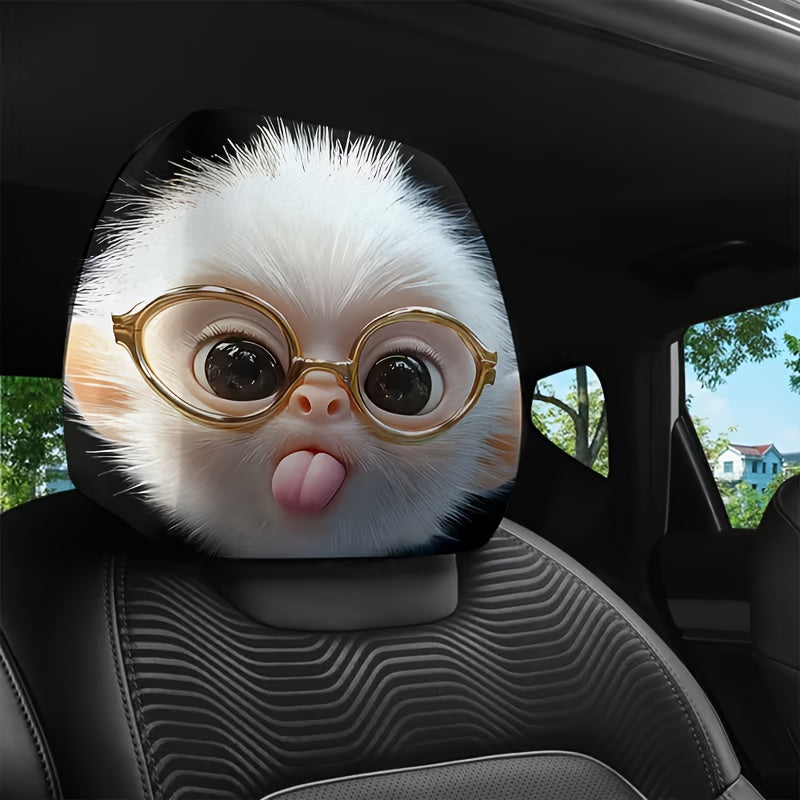 2pcs Cute Monkey with Glasses Car Headrest Covers. Car Decoration. Soft And Comfortable. No Material Filling. Suitable for Long-Distance Travel And Daily Commuting. for Friends And Loved Ones