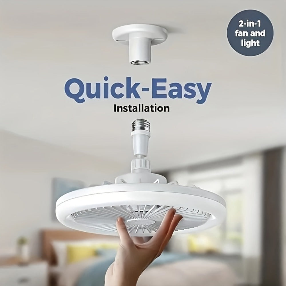 Ceiling Fan Light with Remote Control, Dimmable LED 3000-6500K, 3-Speed Fan, E26 Base, 360° Adjustable Universal Joint, Timed Night Light, Room Decor White & Gray