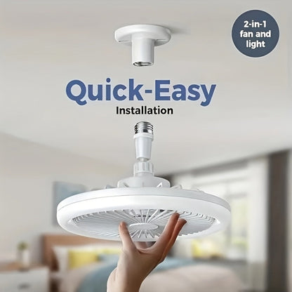 Ceiling Fan Light with Remote Control, Dimmable LED 3000-6500K, 3-Speed Fan, E26 Base, 360° Adjustable Universal Joint, Timed Night Light, Room Decor White & Gray