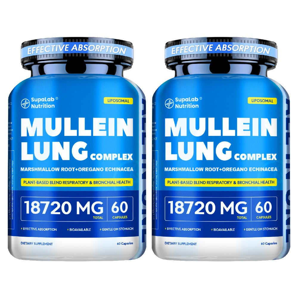 Mullein Leaf Capsules 12000mg with Quercetin — Lung Health & Respiratory Support | Bronchial Breathing Ease, Immune Defense & Seasonal Allergy Comfort | Natural Herbal Formula | 60 Capsules